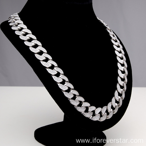 Diamond Bling Prong 925 Silver Cuban Chain